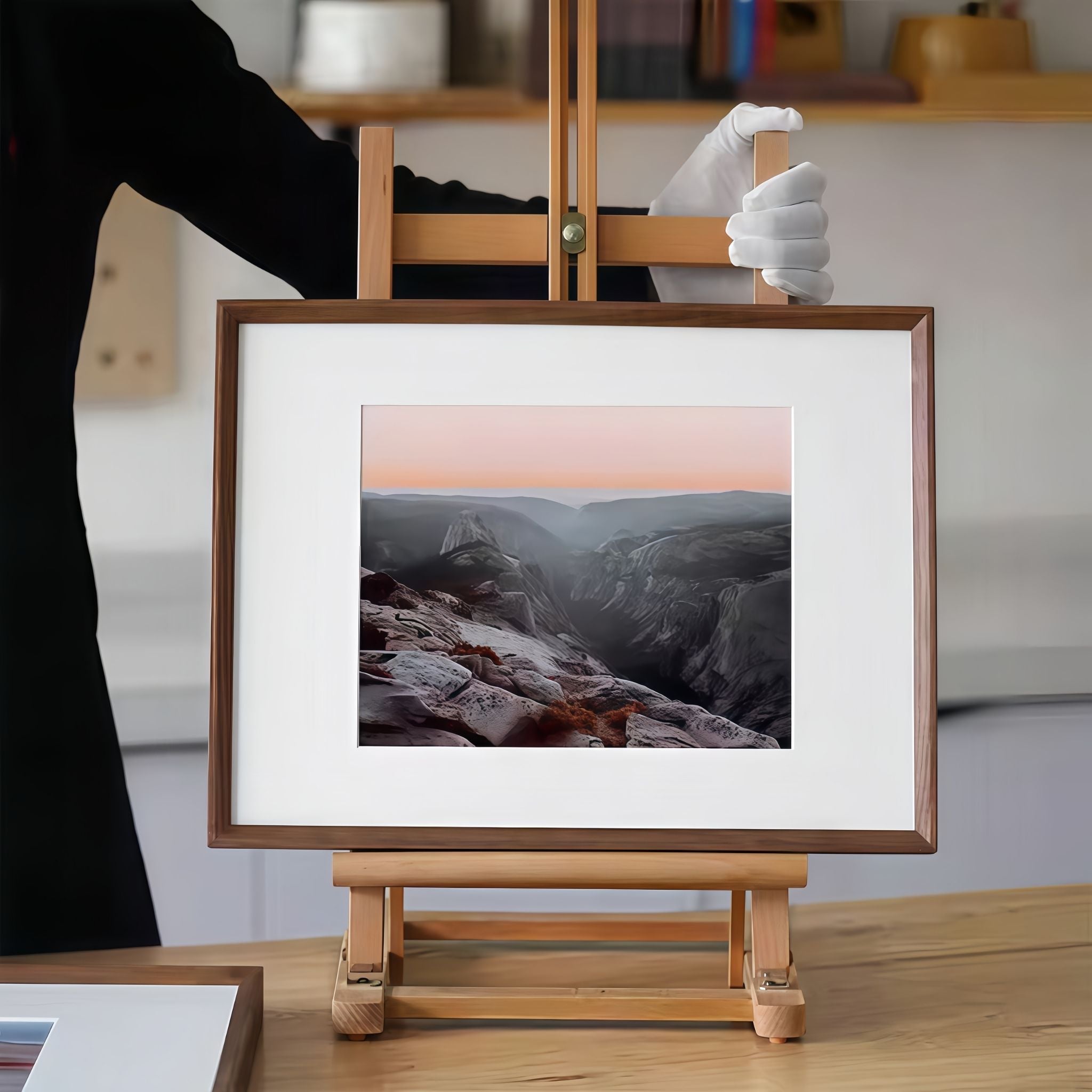 Tenon Series Large Solid Wood Picture Frame – Black Walnut | Beveled Edge Wall Hanging Display | Handcrafted Minimalist Frame