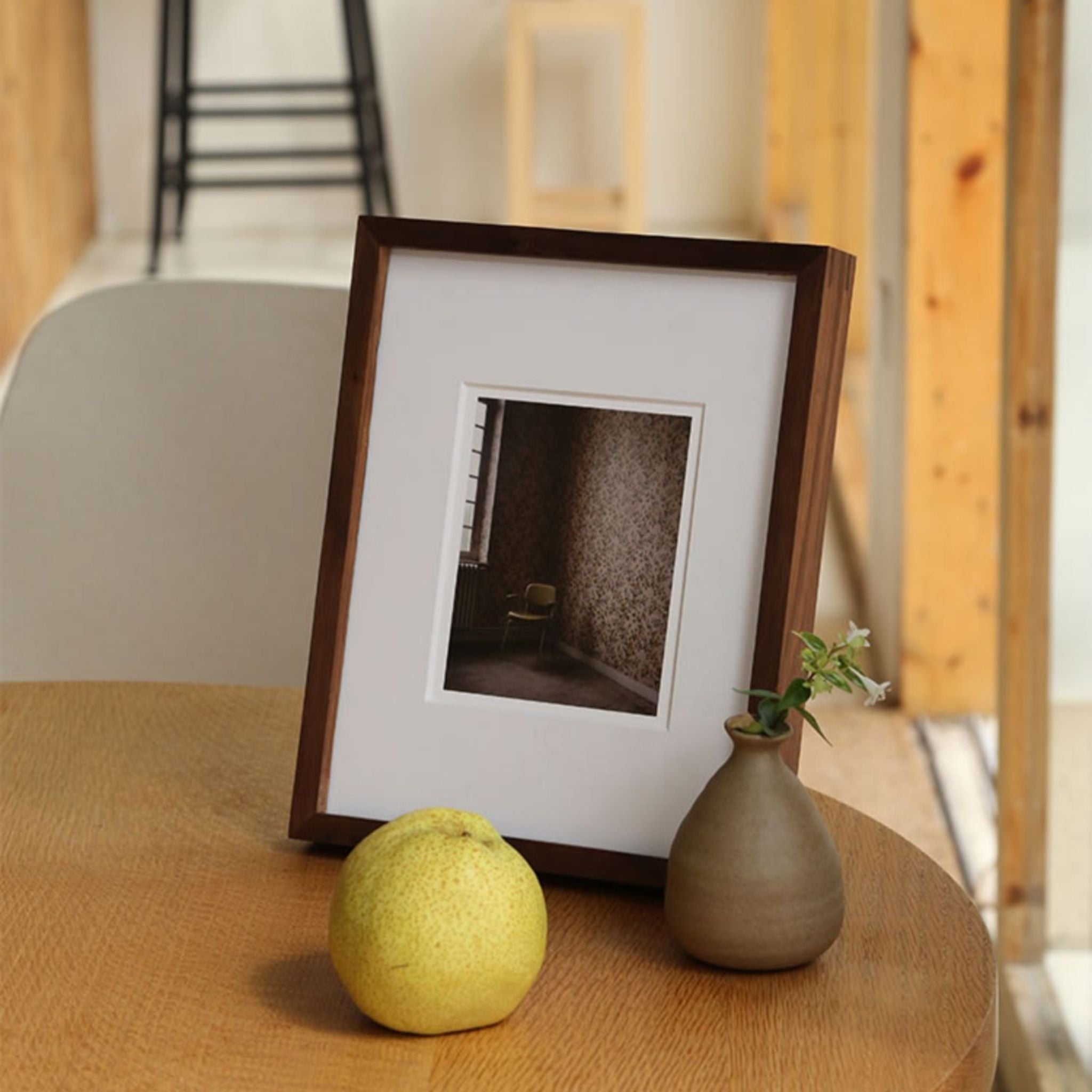 Tenon Series Small Solid Wood Picture Frame – Black Walnut | Straight Angle Tabletop Display | Minimalist Keepsake Frame