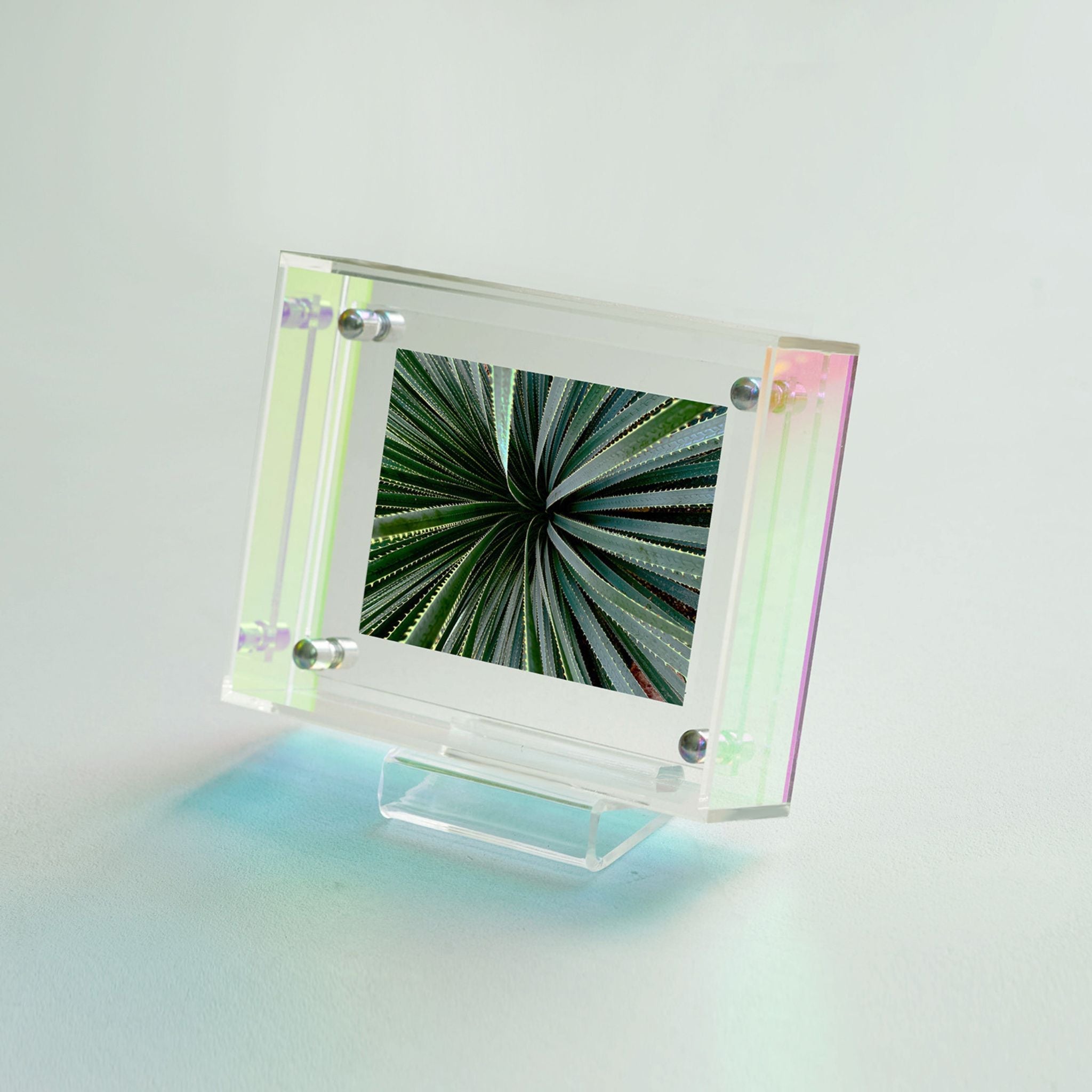 Mini Pop Series Acrylic Picture Frame – Iridescent | Thin Transparent Design | Color-Shifting Mini Display Frame