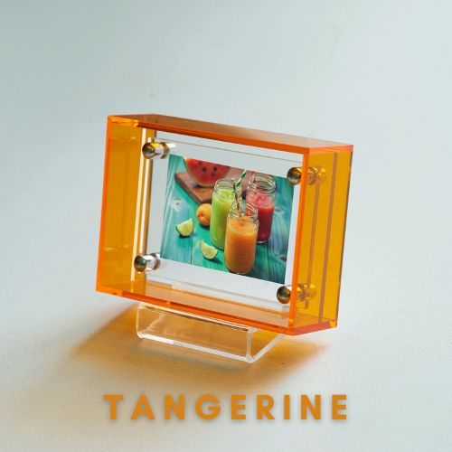 Mini Pop Series Acrylic Picture Frame – Tangerine | Thin Transparent Design | Bold Mini Display Frame