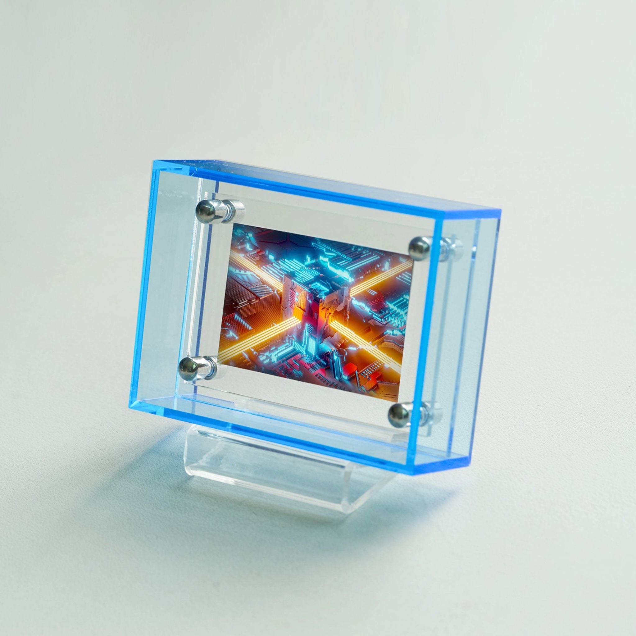 Mini Pop Series Acrylic Picture Frame – Blue | Thin Transparent Design | Cool Mini Display Frame