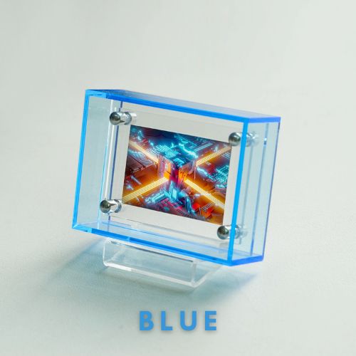 Mini Pop Series Acrylic Picture Frame – Blue | Thin Transparent Design | Cool Mini Display Frame