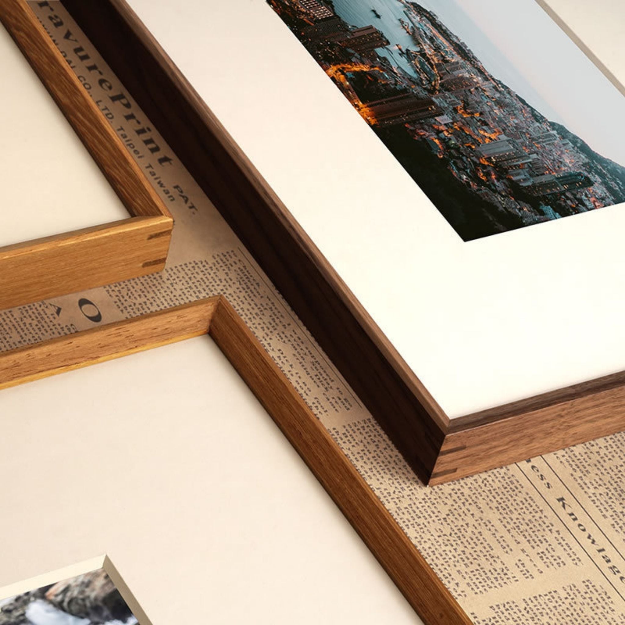 Custom Solid Wood Picture Frame in Any Size – Handmade White Ash, Teak, or Black Walnut Standard or Floating Frame