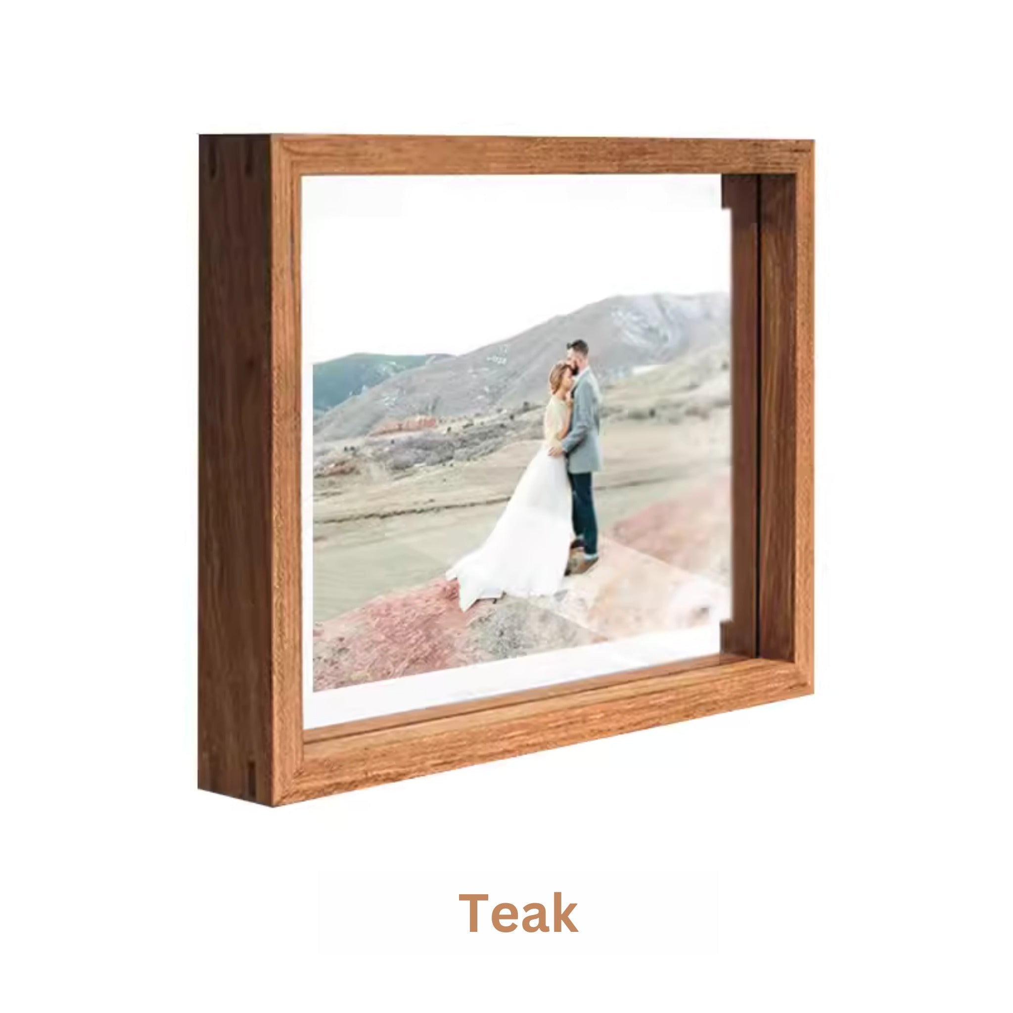 Tenon Series Large Teak Transparent Display Frame | Straight-Angle Mortise Joint Picture Frame