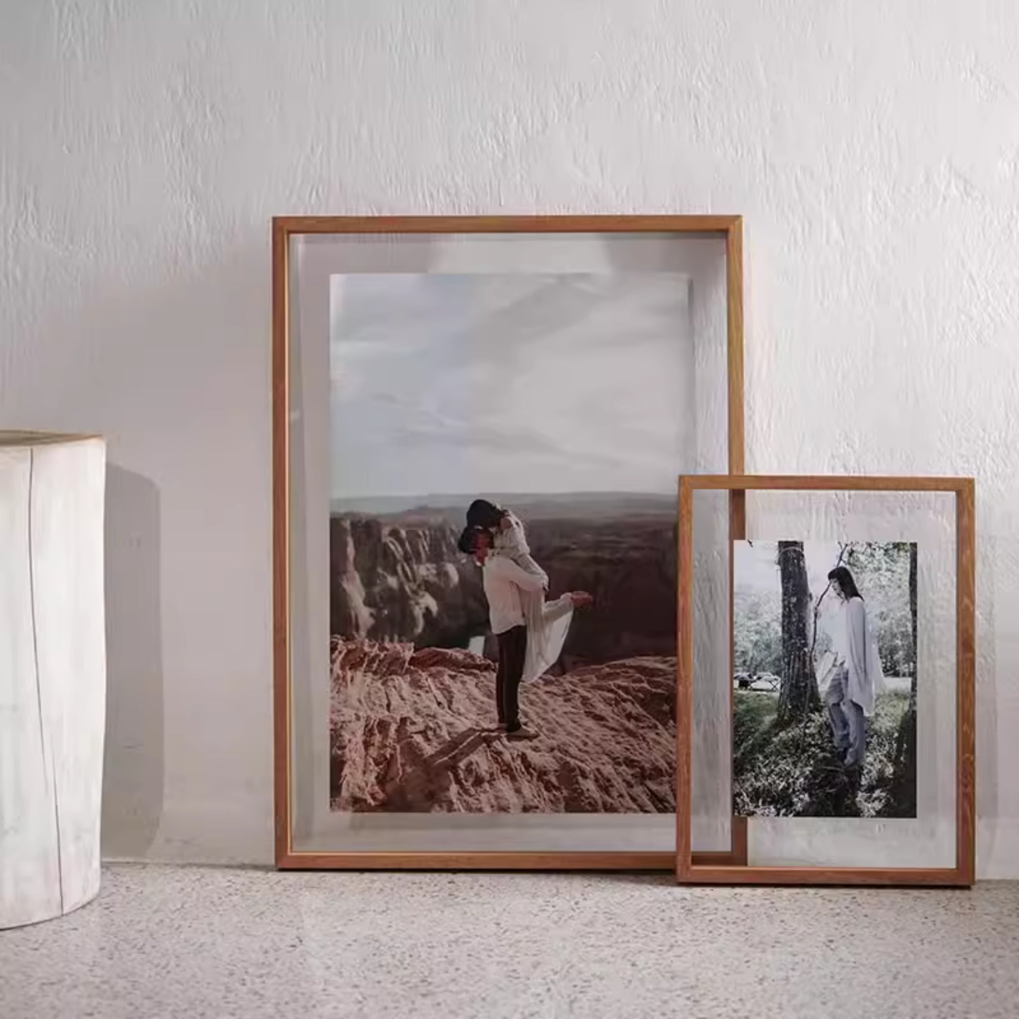 Custom Solid Wood Picture Frame in Any Size – Handmade White Ash, Teak, or Black Walnut Standard or Floating Frame
