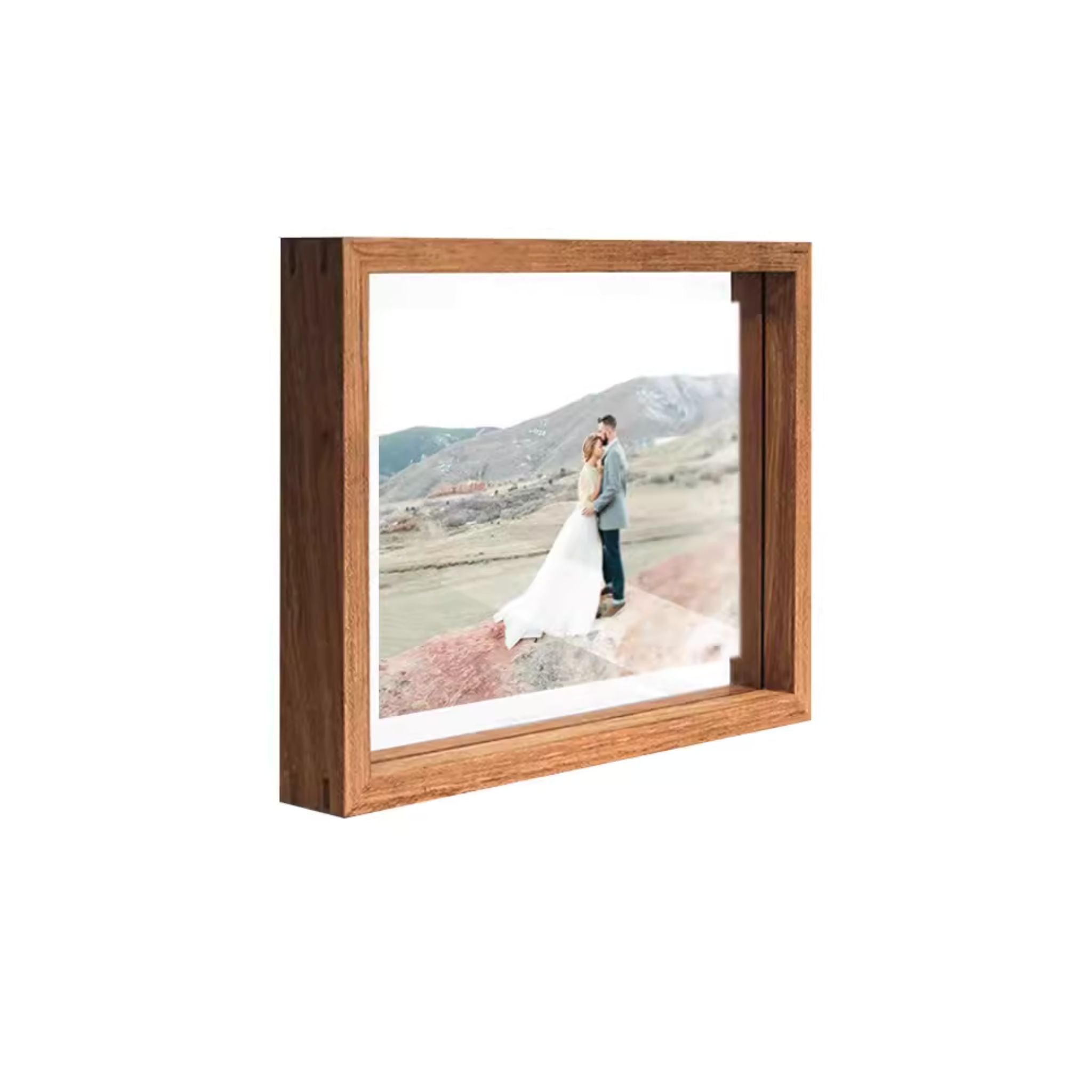 Tenon Series Large Teak Transparent Display Frame | Straight-Angle Mortise Joint Picture Frame