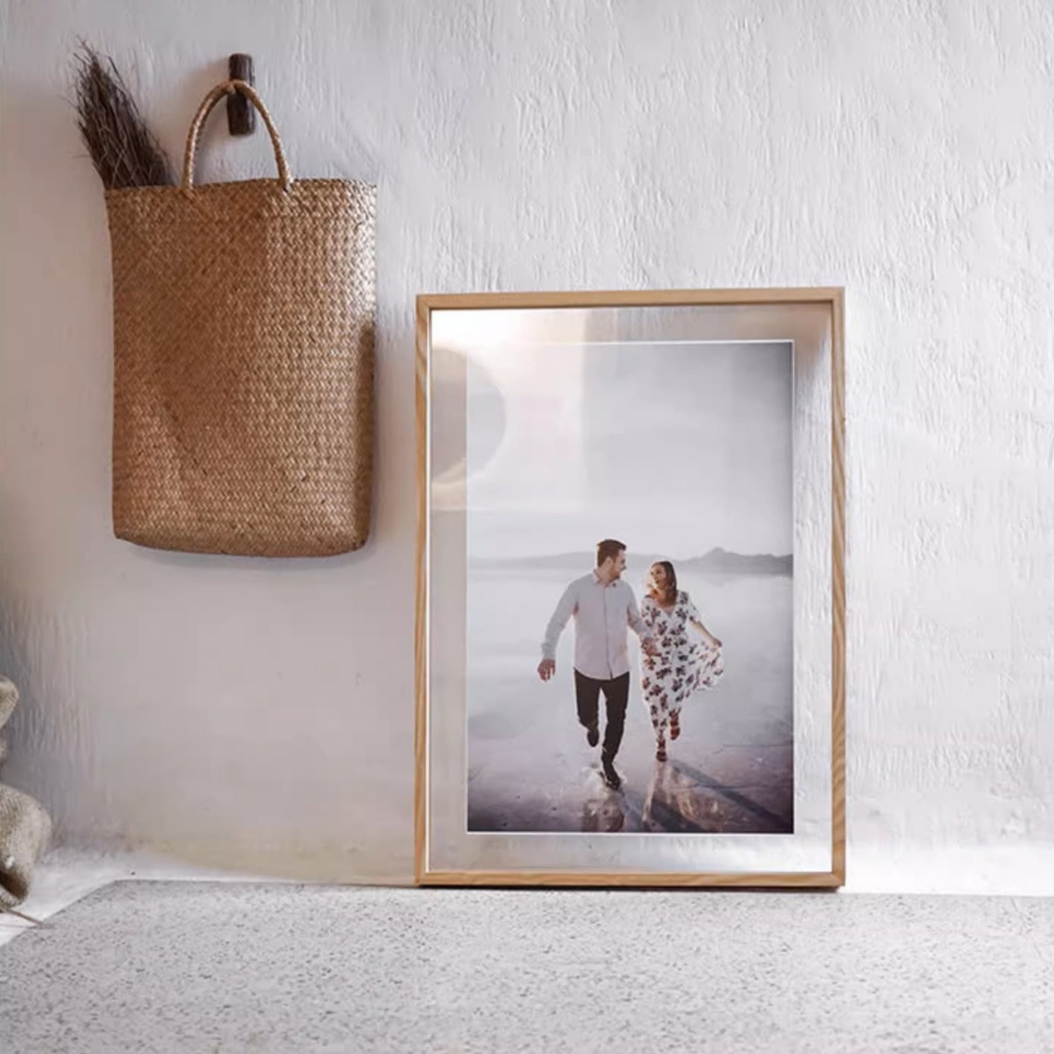 Custom Solid Wood Picture Frame in Any Size – Handmade White Ash, Teak, or Black Walnut Standard or Floating Frame
