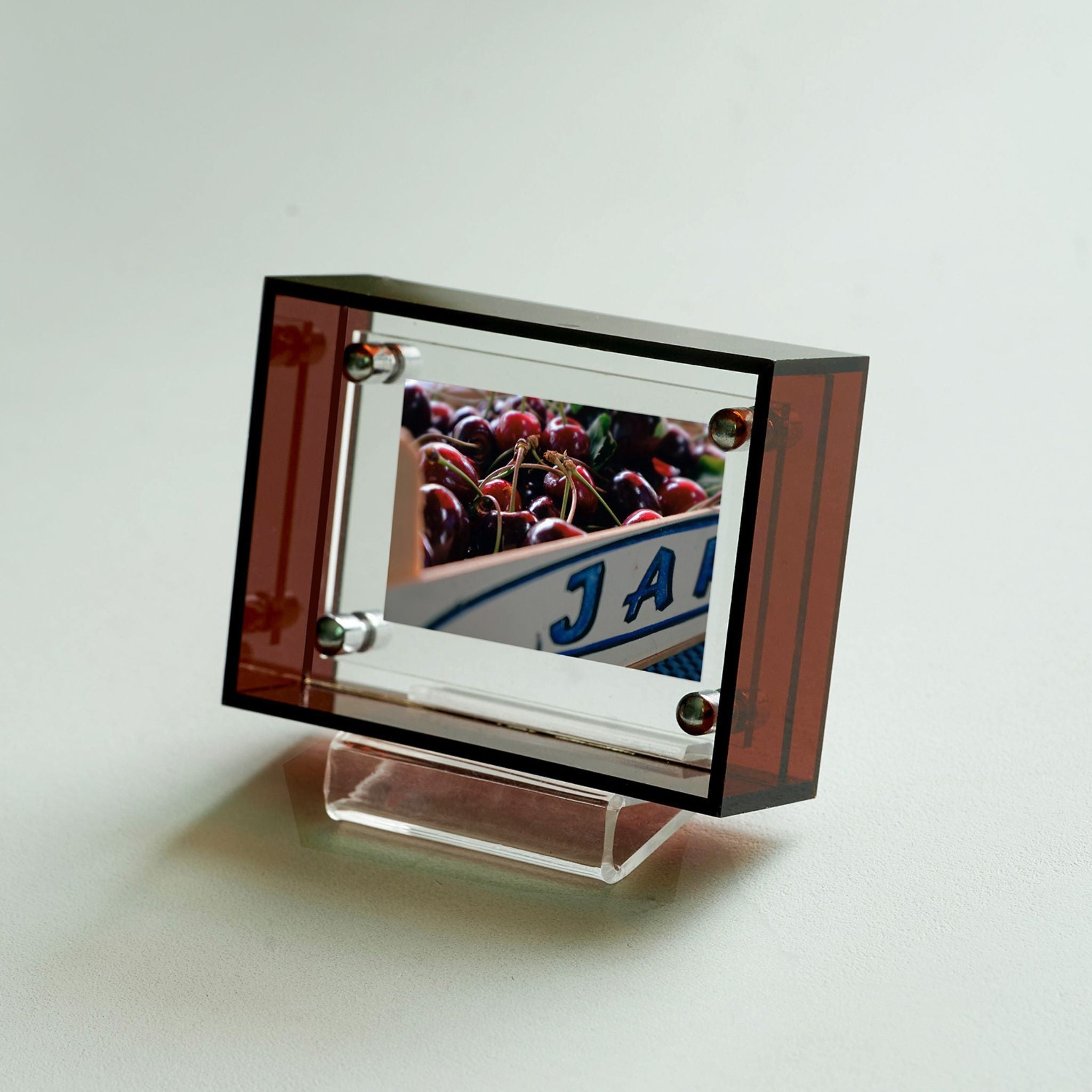 Mini Pop Series Acrylic Picture Frame – Chestnut | Thin Transparent Design | Warm Mini Display Frame