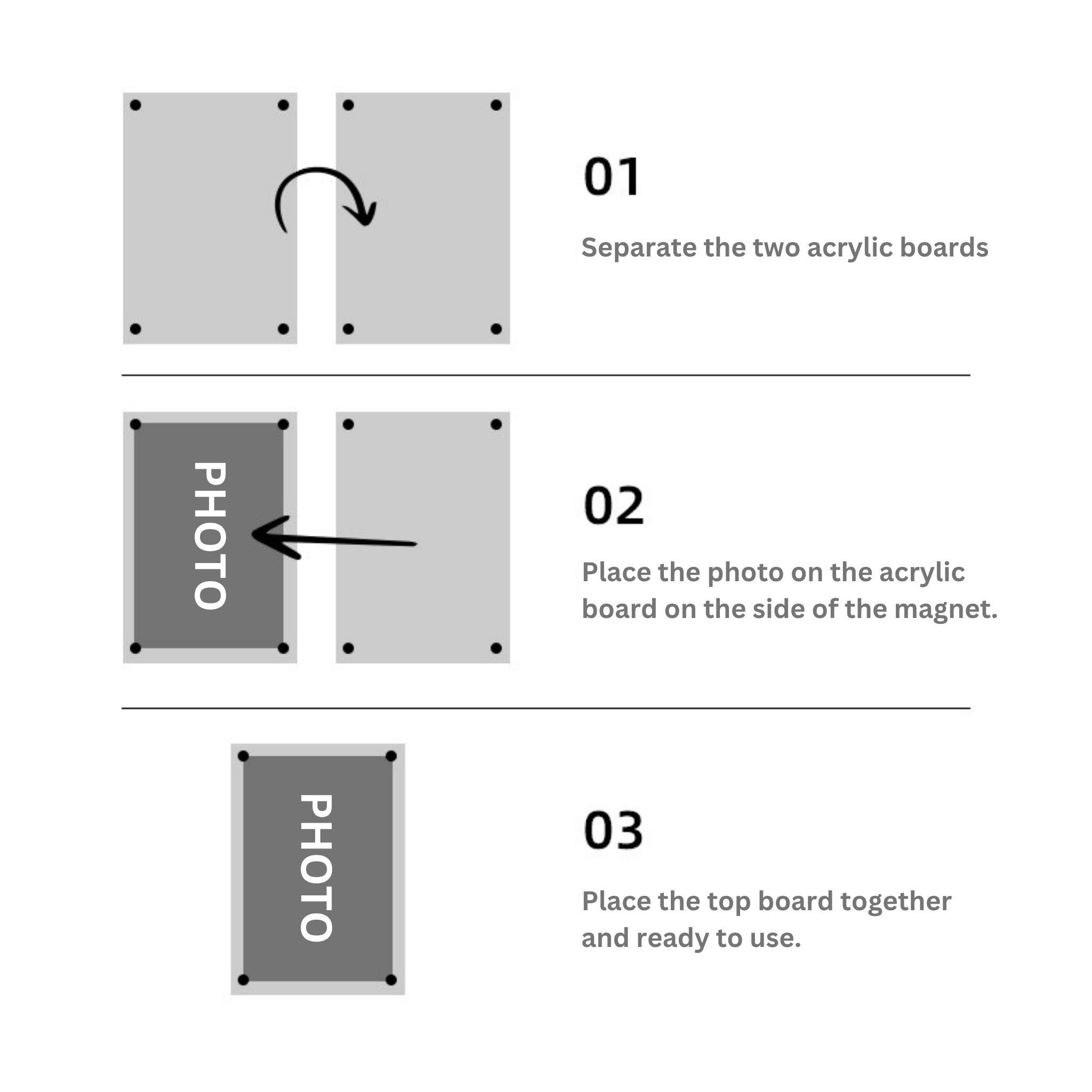 Magnetic Acrylic Picture Frame – Round Corner | 8mm Thick Clear Display | Premium Double-Sided Photo Holder