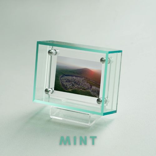 Mini Pop Series Acrylic Picture Frame – Mint | Thin Transparent Design | Fresh Mini Display Frame