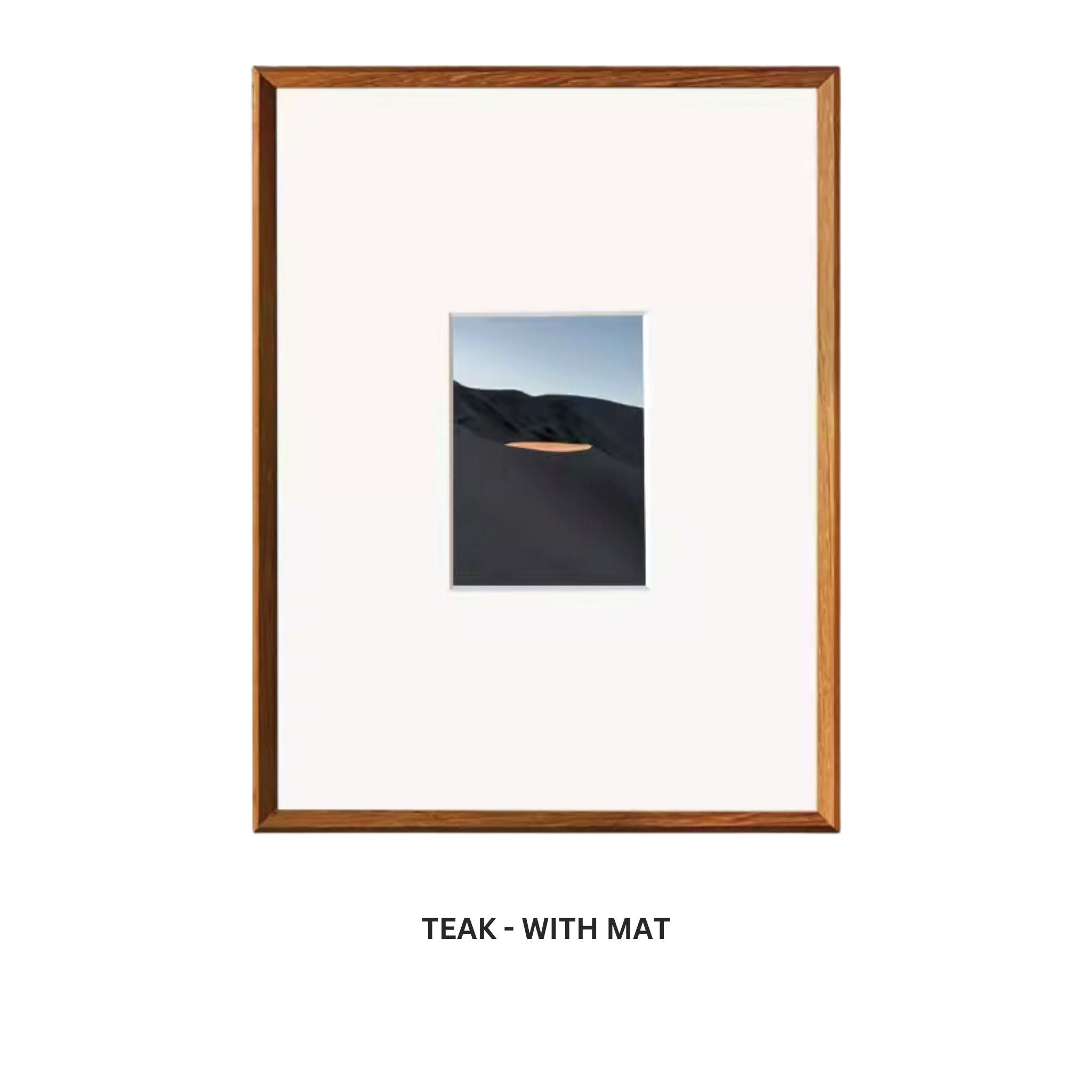 Tenon Series Large Solid Wood Picture Frame – Teak | Beveled Edge Wall Hanging Display | Handcrafted Minimalist Frame