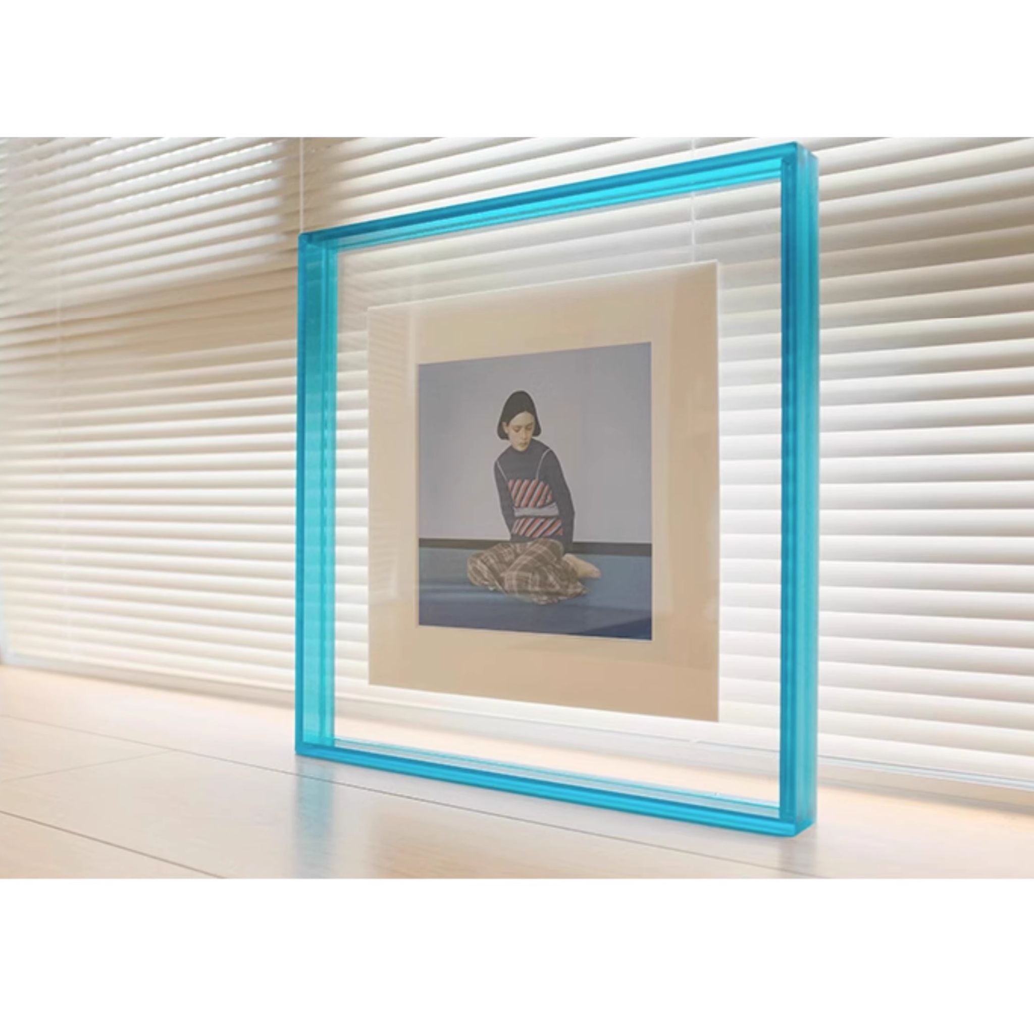 NeonEdge™ – Electric Cyan | Large Blue Acrylic Wall Picture Frame