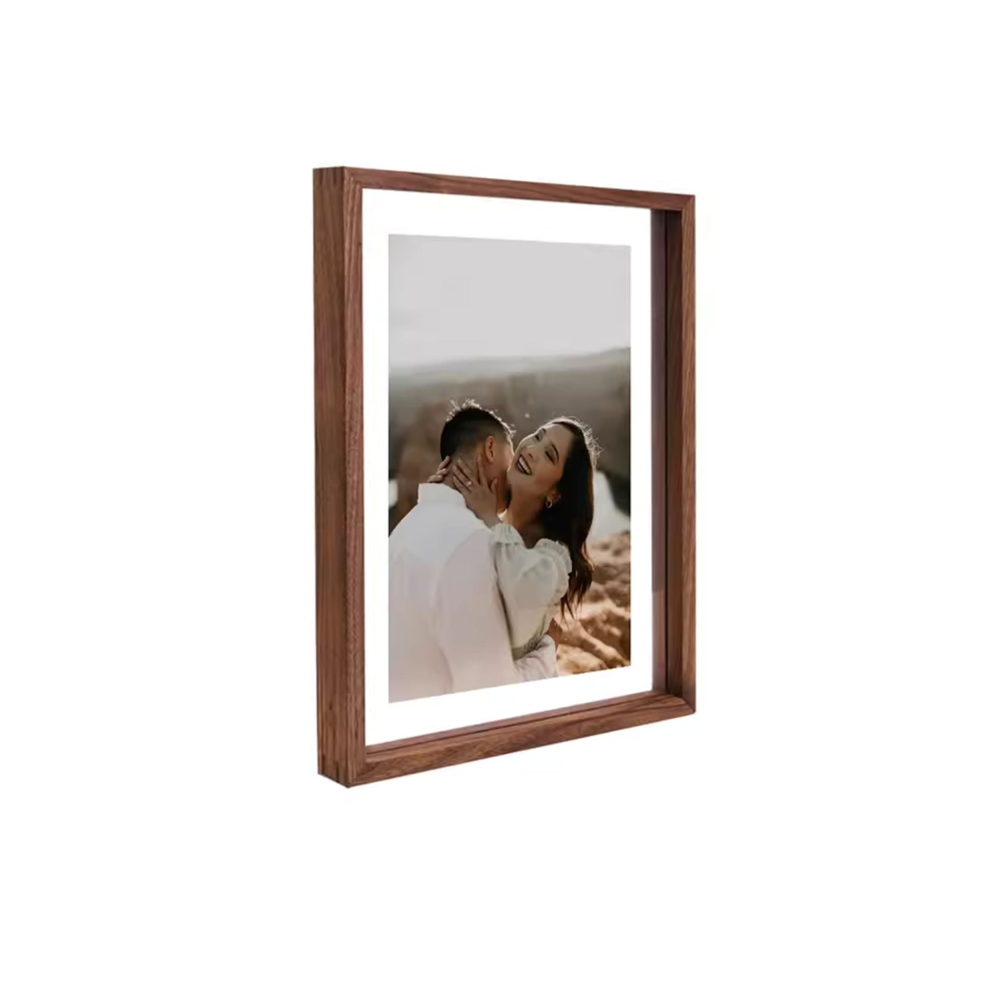 Tenon Series Large Black Walnut Transparent Display Frame | Straight-Angle Mortise Joint Picture Frame