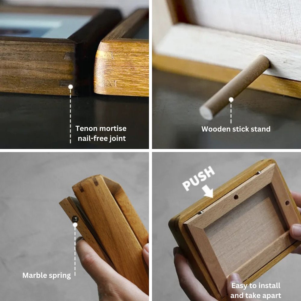 Handcrafted Wood Frames: Teak & Black Walnut | Versatile Photo Sizes | Ideal for Portraits, Polaroid   Gifts | Free Print Offer | Wedding